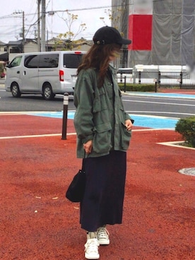 「FRAMeWORK（フレームワーク）のアイテム（ミリタリージャケット）」を使った、しずさん（レディース・156cm）の春コーディネート