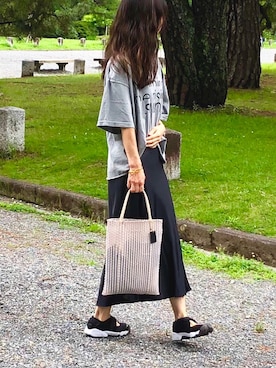 「BEAUTY&YOUTH UNITED ARROWS（ビューティーアンドユースユナイテッドアローズ）のアイテム（トートバッグ）」を使った、しずさん（レディース・156cm）の夏コーディネート