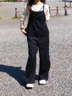 「Simplicite（サンプリシテ）のアイテム（オールインワン・サロペット）」を使った、しずさん（レディース・156cm）の春コーディネート