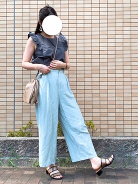 「アイテム（腕時計、ブラウン系）」を使った、みょちゃさん（レディース・162cm）の夏コーディネート