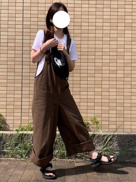 「秋のカフェオレコーデ」｜「アイテム（サロペット/オーバーオール）」を使った、みょちゃさん（レディース・162cm）の秋コーディネート
