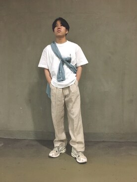 「URBAN RESEARCH DOORS（アーバンリサーチドアーズ）のハードマンズリネン 2タックトラウザー（その他パンツ）」を使った、tatsuさん（メンズ・167cm）の春コーディネート