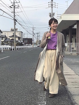 「カシュクール」｜「アイテム（その他アウター）」を使った、階段暮らしのウルカマラさん（レディース・154cm）の春コーディネート