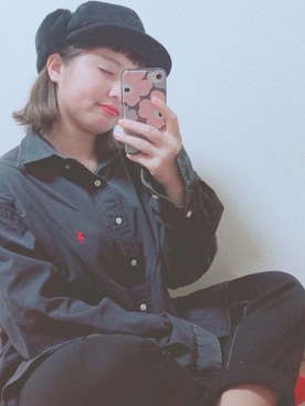 「RETRO GIRL（レトロガール）のアイテム（キャップ）」を使った、ミミさん（レディース・153cm）の秋コーディネート