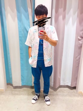 「アロハシャツコーデ」｜「アイテム（オールインワン・サロペット）」を使った、katosyoさん（メンズ・180cm）の夏コーディネート
