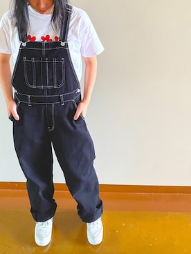 「ボーイッシュ、夏コーデ」｜「アイテム（オールインワン・サロペット）」を使った、吉井紗彩さん（レディース・155cm）の夏コーディネート