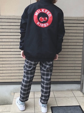 「MILKFED.」｜「アイテム（ナイロンジャケット）」を使った、吉井紗彩さん（レディース・155cm）の秋コーディネート