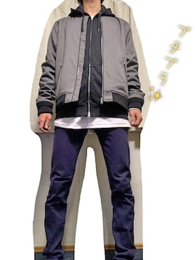 「Confirm（コンファーム）のアイテム（MA-1）」を使った、しょうさん（メンズ・170cm）の秋コーディネート