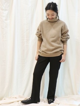 「PUBLUX（パブリュクス）のアイテム（ローファー）」を使った、miiiiiさん（レディース・159cm）の冬コーディネート