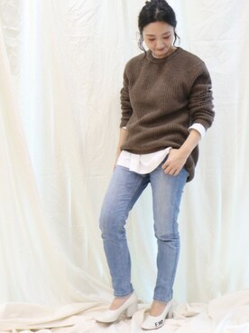 「アイテム（パンプス、グレー系）」を使った、miiiiiさん（レディース・159cm）の冬コーディネート