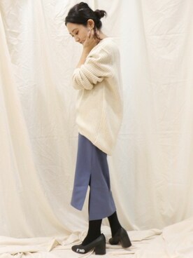 「PUBLUX（パブリュクス）のアイテム（スカート）」を使った、miiiiiさん（レディース・159cm）の冬コーディネート