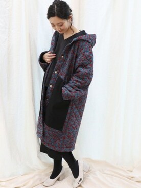 「フードコート」｜「アイテム（スウェット）」を使った、miiiiiさん（レディース・159cm）の冬コーディネート