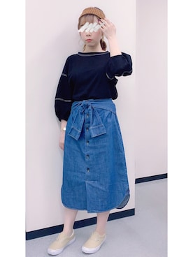 「FIL DE FER（フィルデフェール）のアイテム（スカート）」を使った、エリさん（レディース・155cm）の夏コーディネート