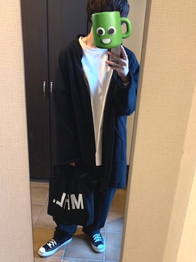 「ジャックパーセル」｜「アイテム（ノーカラーコート）」を使った、えーさくさん（メンズ・177cm）の春コーディネート