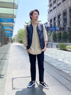 「LAVENHAM（ラベンハム）のアイテム（その他アウター）」を使った、瀧井 活大さん（メンズ・173cm）の春コーディネート