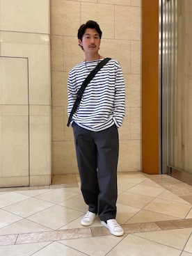 「EN ROUTE（アンルート）のアイテム（バッグ）」を使った、瀧井 活大さん（メンズ・173cm）の夏コーディネート