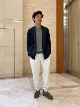 「ビジネス」｜「アイテム（スリッポン）」を使った、瀧井 活大さん（メンズ・173cm）の夏コーディネート