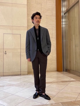 「ビジネス」｜「アイテム（スリッポン）」を使った、瀧井 活大さん（メンズ・173cm）の夏コーディネート