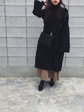 「ADAM ET ROPE'（アダムエロペ）のアイテム（ステンカラーコート）」を使った、Manamiさん（レディース・158cm）の秋コーディネート
