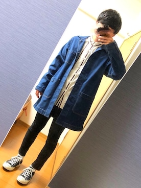 「定番」｜「アイテム（その他アウター）」を使った、すずさん（メンズ・172cm）の春コーディネート