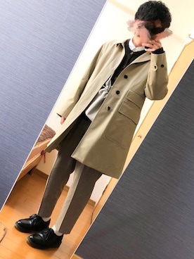 「アイテム（ステンカラーコート）」を使った、すずさん（メンズ・172cm・20代）の冬コーディネート