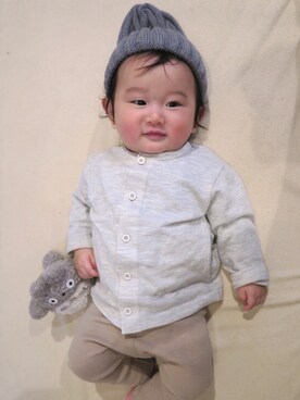 「BEAMS BOY（ビームスボーイ）のアイテム（ニットキャップ/ビーニー）」を使った、ショーンさん（キッズ・70cm）の春コーディネート