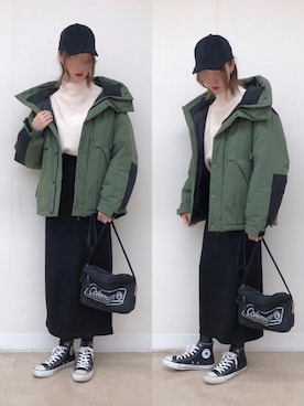 「GRL（グレイル）のニットタイトロングスカート（スカート）」を使った、aたさん（レディース・168cm）の冬コーディネート