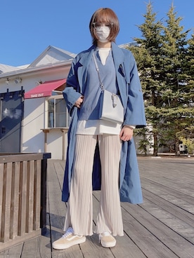 「水色」｜「アイテム（トレンチコート）」を使った、aたさん（レディース・170cm）の春コーディネート