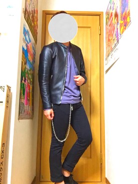 「アイテム（ウォレットチェーン）」を使った、tsuraさん（メンズ・176cm）の秋コーディネート