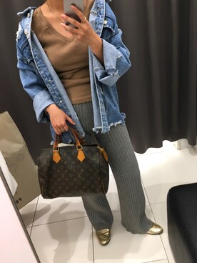 「リブニット」｜「アイテム（スリッポン）」を使った、chimiさん（レディース・153cm）の春コーディネート