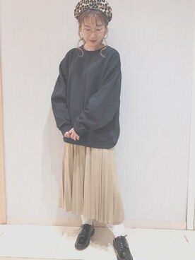 「CIAOPANIC（チャオパニック）のアイテム（ハンチング/ベレー帽）」を使った、ぼちこさん（レディース・163cm）の秋コーディネート