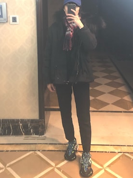 「MUJI Labo（ムジラボ）のアイテム（スラックス）」を使った、ray1234さん（レディース・165cm）の冬コーディネート