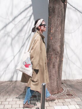 「Yohji Yamamoto（ヨウジヤマモト）のアイテム（トレンチコート）」を使った、chikacoさん（レディース・169cm）の春コーディネート