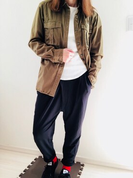 「GUコーデ」｜「アイテム（ミリタリージャケット）」を使った、ru____さん（レディース・156cm）の春コーディネート