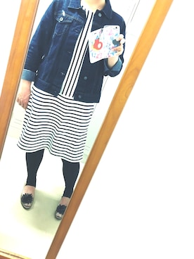 「仕事着」｜「アイテム（デニムジャケット）」を使った、郁さん（レディース・154cm）の春コーディネート