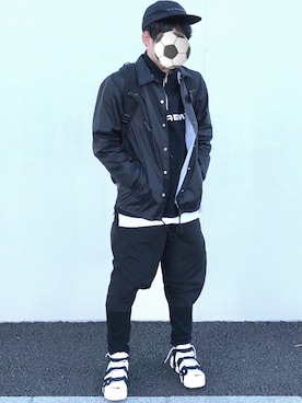 「HARE」｜「アイテム（ナイロンジャケット）」を使った、シャカモさん（メンズ・170cm）の冬コーディネート