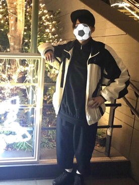 「HARE」｜「アイテム（ナイロンジャケット）」を使った、シャカモさん（メンズ・170cm）の冬コーディネート