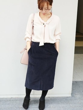 「ボウタイブラウス」｜yukimiさん（レディース・155cm）の秋コーディネート