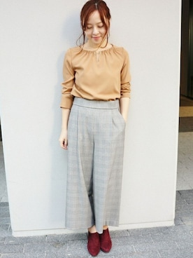 「アイテム（ブーティ、レッド系）」を使った、yukimiさん（レディース・155cm）の冬コーディネート