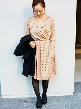 「カシュクールワンピース」｜yukimiさん（レディース・155cm）の冬コーディネート