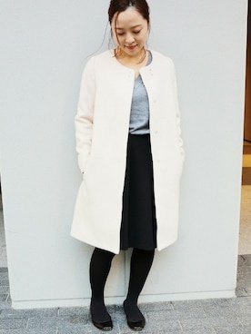 「グレーニット」｜「アイテム（その他アウター）」を使った、yukimiさん（レディース・155cm）の冬コーディネート