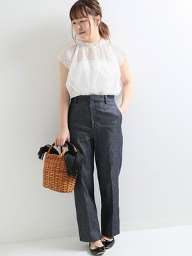 「La TOTALITE（ラトータリテ）のアイテム（シャツ/ブラウス）」を使った、yukimiさん（レディース・155cm）の夏コーディネート
