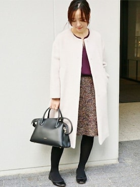「La TOTALITE（ラトータリテ）のアイテム（ノーカラージャケット）」を使った、yukimiさん（レディース・155cm）の冬コーディネート