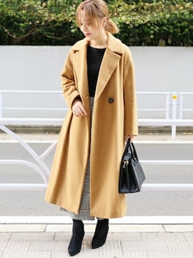 「キャメル」｜「アイテム（ブーティ）」を使った、yukimiさん（レディース・155cm）の冬コーディネート