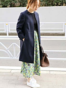 「フラワープリント」｜「アイテム（その他アウター）」を使った、yukimiさん（レディース・155cm）の春コーディネート