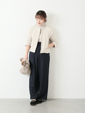 「La TOTALITE（ラトータリテ）のアイテム（ブルゾン）」を使った、yukimiさん（レディース・155cm）の秋コーディネート