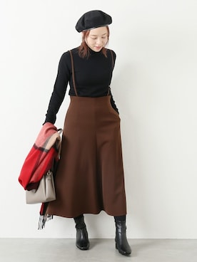 「デイリーカジュアル」｜「アイテム（ハンチング/ベレー帽）」を使った、yukimiさん（レディース・155cm）の冬コーディネート