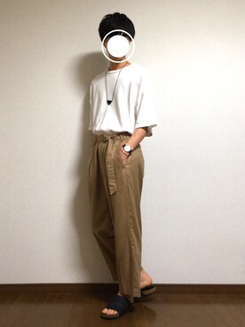 「niko and...（ニコアンド）の<別注>Sencillo/スライドサンダル（サンダル）」を使った、u.さん（メンズ・177cm）の夏コーディネート