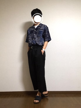 「niko and...（ニコアンド）の<別注>Sencillo/スライドサンダル（サンダル）」を使った、u.さん（メンズ・177cm）の夏コーディネート