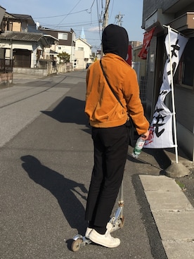 「BED J.W. FORD（ベッドフォード）のアイテム（ジャケット/アウター、ブラウン系）」を使った、高山拓巳さん（メンズ・170cm）の秋コーディネート